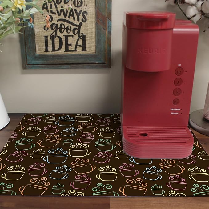 Coffee Maker Mat for Countertop – Absorbent, Non-Slip Coffee Bar Mat, Protects - Image 2