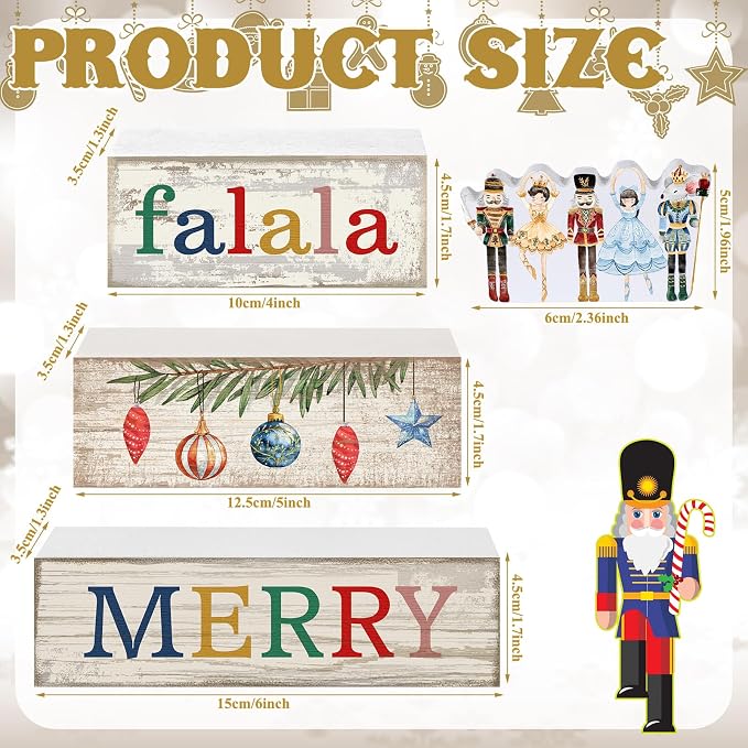 Lineshading 4 Pcs Christmas Table Decorations Wooden Nutcracker Fairy Ballet - Image 3