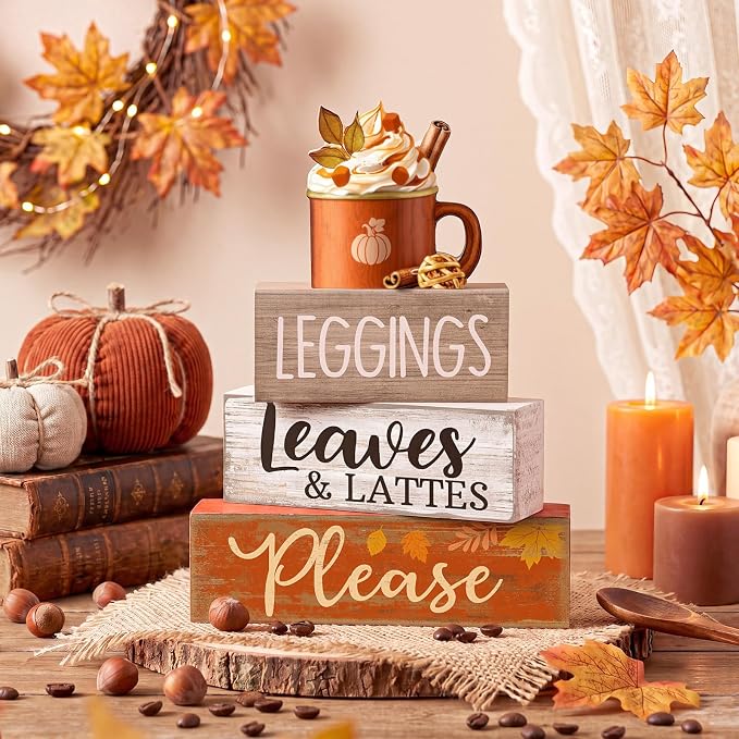 Lineshading 4 Pcs Fall Coffee Table Decor Fall Decoration - Image 5