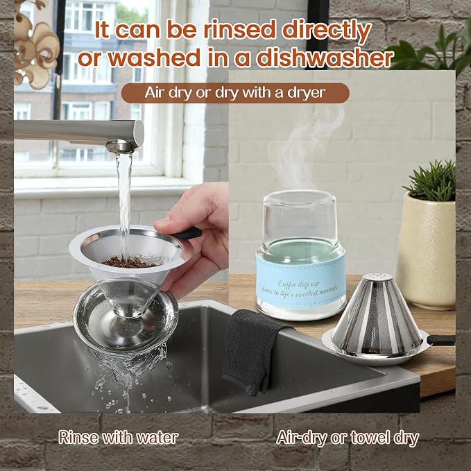 Single Serve Immersion Coffee Maker, Glass Pour Over Coffee Dripper - Image 5