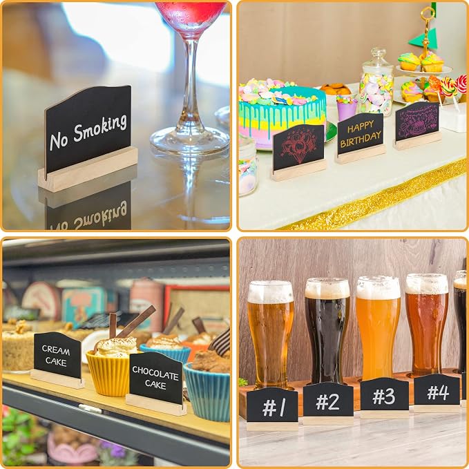 Mini Chalkboard Signs with Stand, 16 Pack Reusable Wooden Tabletop Chalkboard 4 - Image 7