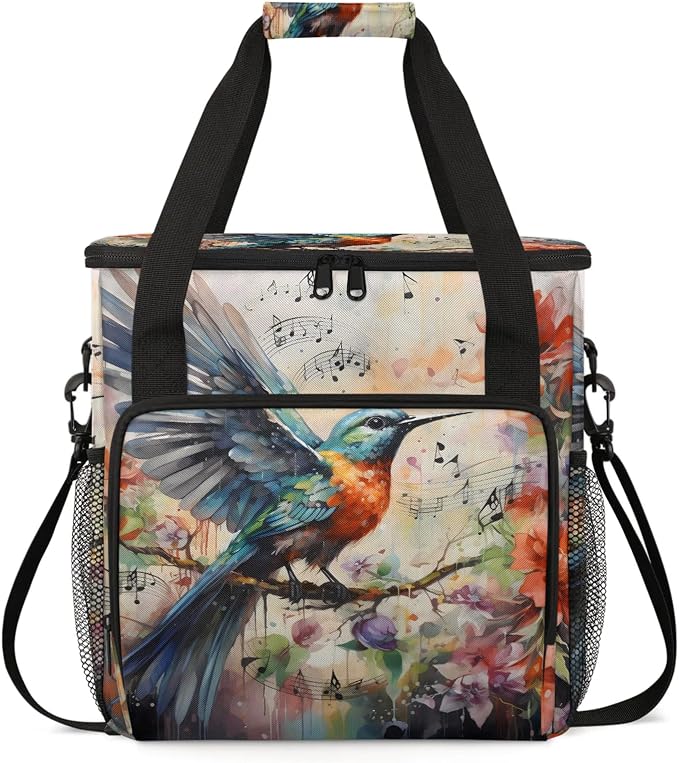 Hummingbird Flower Coffee Maker Carring Bag, Large Insulated Storage Organizer by Home