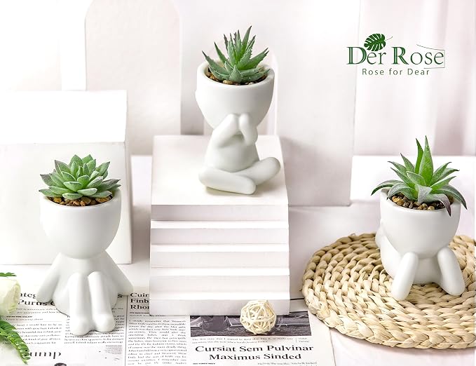 Der Rose 3pcs Fake Succulents Plants Artificial - Image 3