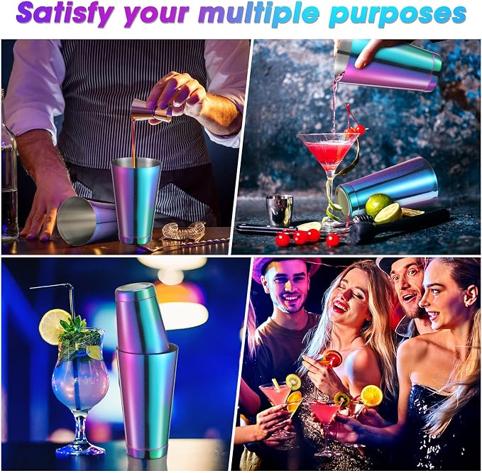 Sabary 6 Pcs Cocktail Shakers Professional Bar Shaker Boston Set Stainless - Image 4