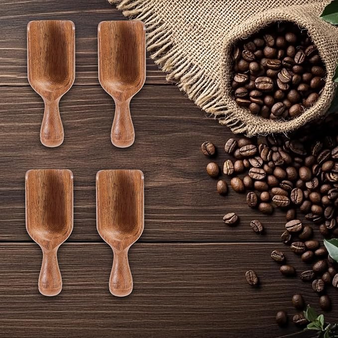 4pcs Acacia Mini Wooden Spoons, Wooden Coffee Scoops Versatile Coffee Bean - Image 5