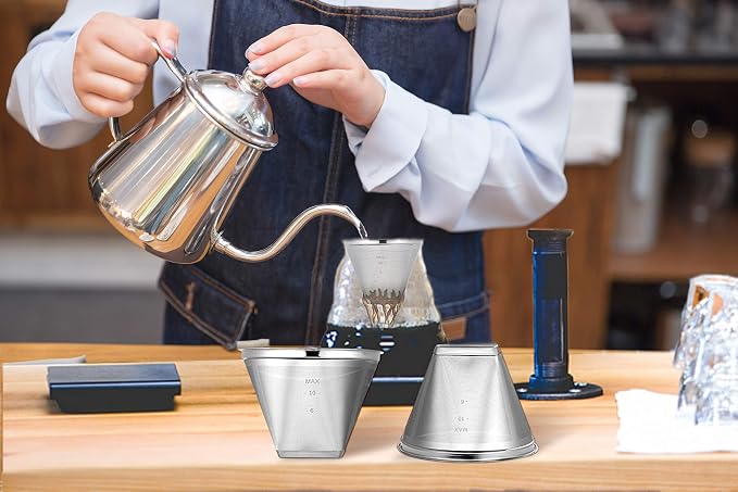 Reusable #4 Cone Shape Coffee Filter Permanent 6-10 Cup Stainless Steel Coffee - Image 6