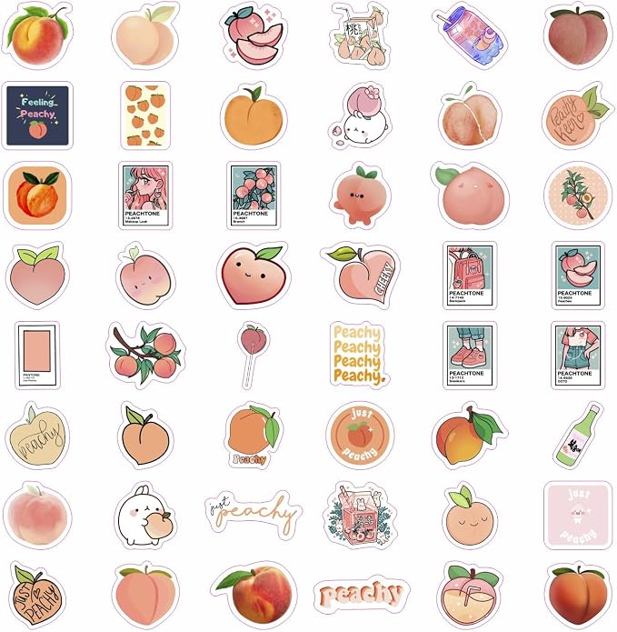 100Pcs Peach Stickers for Water Bottle and Laptop - Image 4