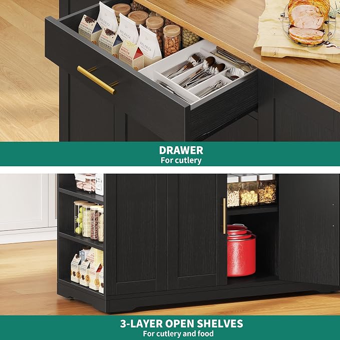 YITAHOME 53 Inch Large Rolling Kitchen Island - Image 5