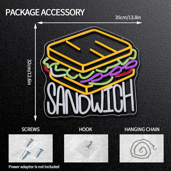 Sandwich Neon Sign Dimmable Food Neon Light Sign - Image 2