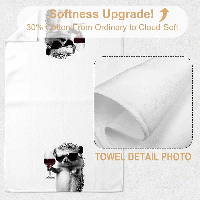 Funny Hedgehog Kitchen Towels, Hedgehog Gifts Dish Tea Towel, Bar Towels - Image 2