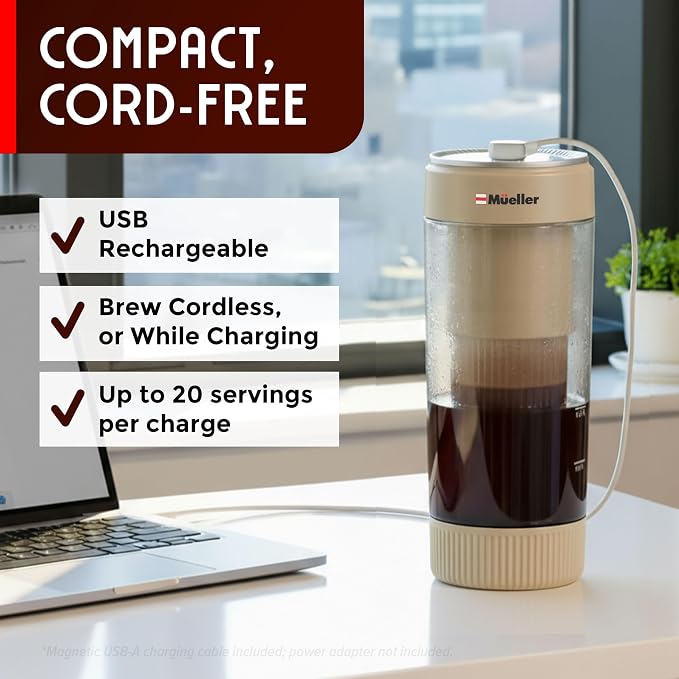 Mueller RapidBrew Cold Brew Coffee Maker – 10 Min Fast Brew Portable - Image 4