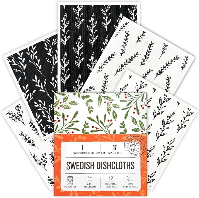 Swedish Dishcloths for Kitchen, 5 Pack Reusable Paper Towels Washable, Super by Unknown
