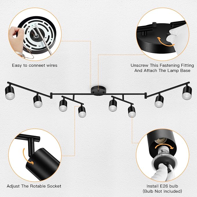 BoostArea LED 8 Light Track Lighting Kit, Flexibly Rotatable Light Head - Image 7