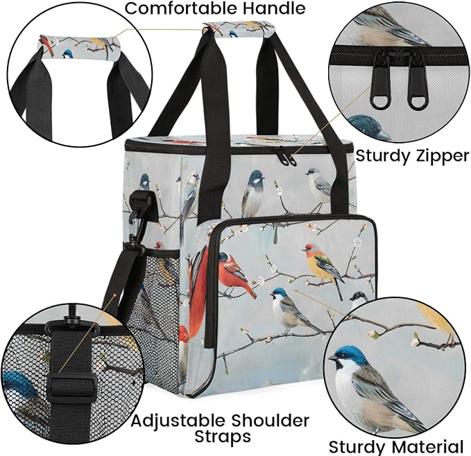 Farmhouse Bird Coffee Maker Carring Bag, Large Insulated Storage Organizer Case - Image 6