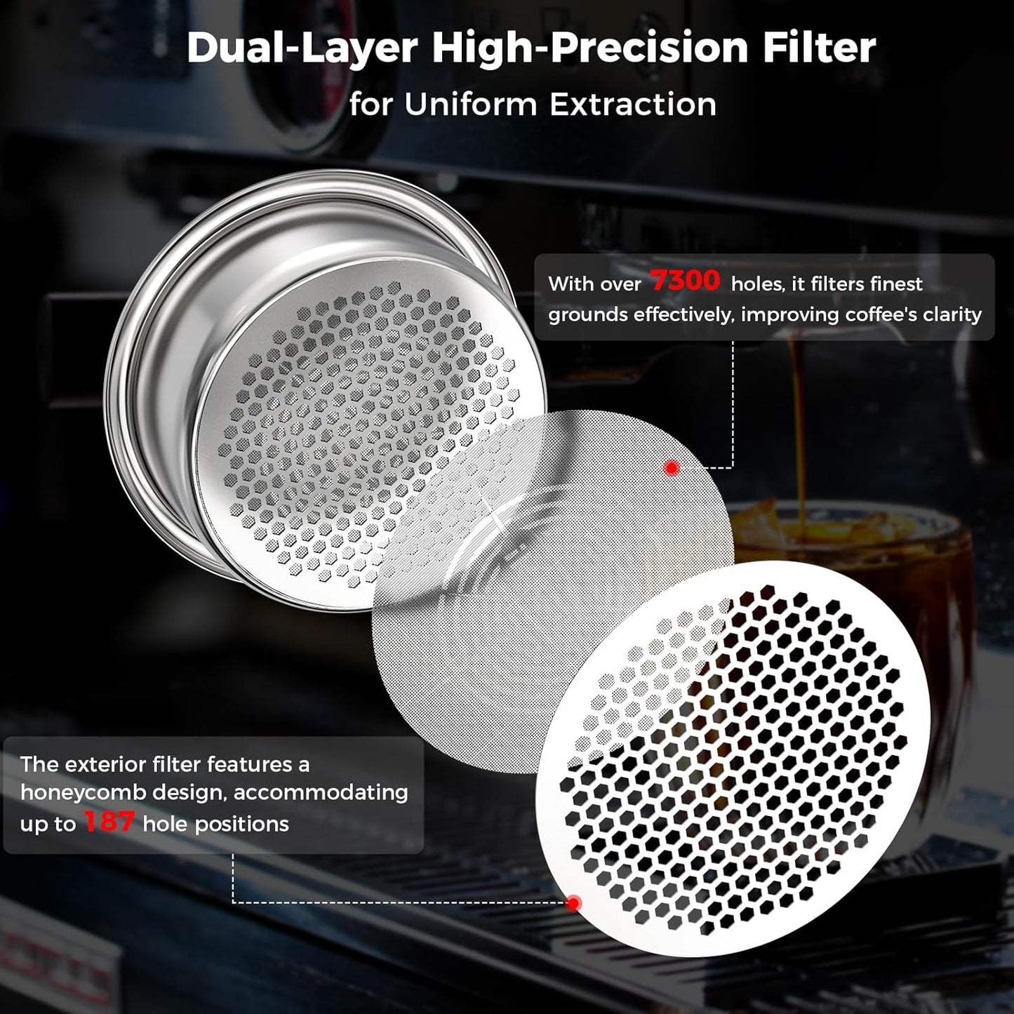 IKAPE Espresso 51mm Portafilter, 3 Ears Coffee Portafilter with Silicone Handle, Compatible with 51mm Delonghi EC0680, EC0685, SMEG & EUPA Coffee Machines