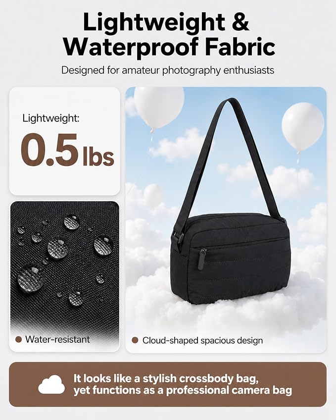 FHELAD Small Crossbody Bag for Women, Compact Puffer Camera Bag - Image 5