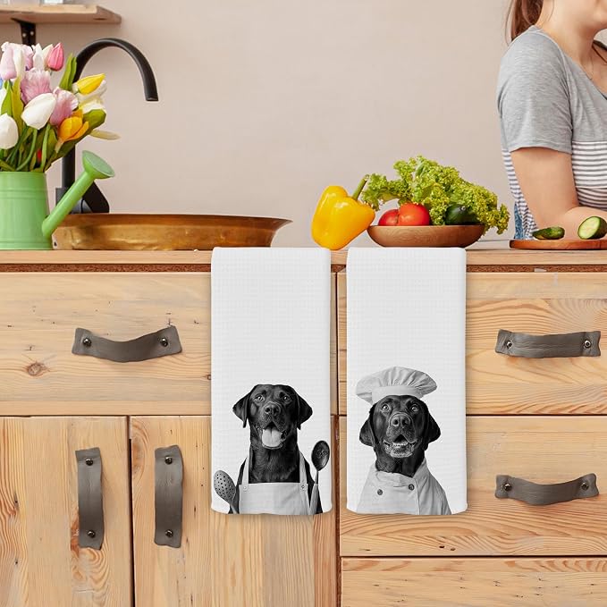 Funny Chef Labrador Retriever Kitchen Towels Set of 2, Labrador Retriever Gifts - Image 4