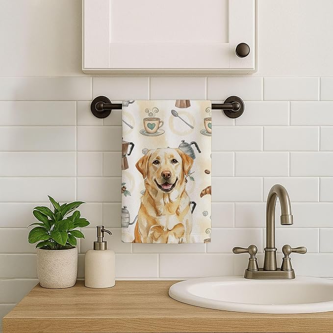 Caroline's Treasures Yellow Labrador Retriever Coffee Bar Kitchen Towel Velour - Image 7