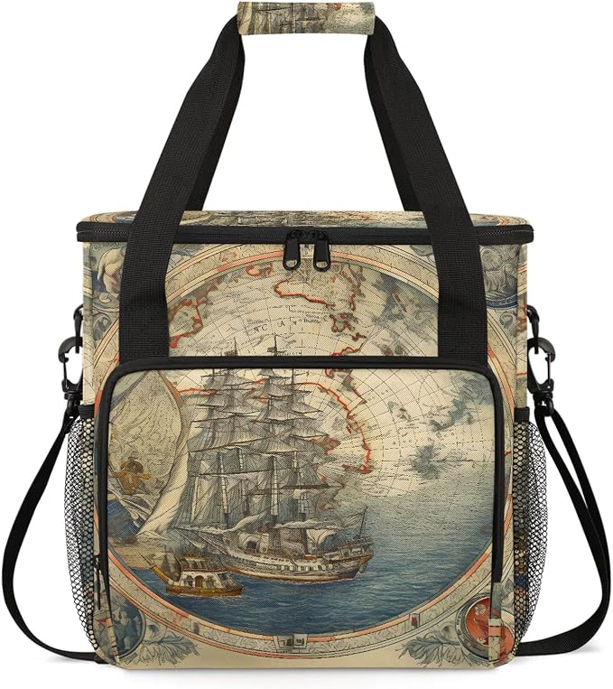 Vintage Sailing Ship Nautical Coffee Maker Carring Bag, Large Insulated Storage by Home