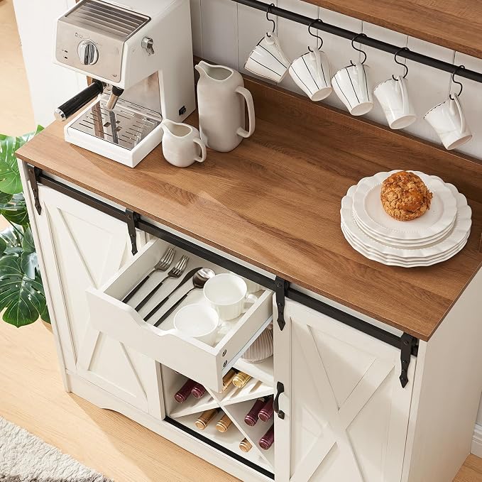 Wnutrees Farmhouse Coffee Bar Cabinet - Image 5