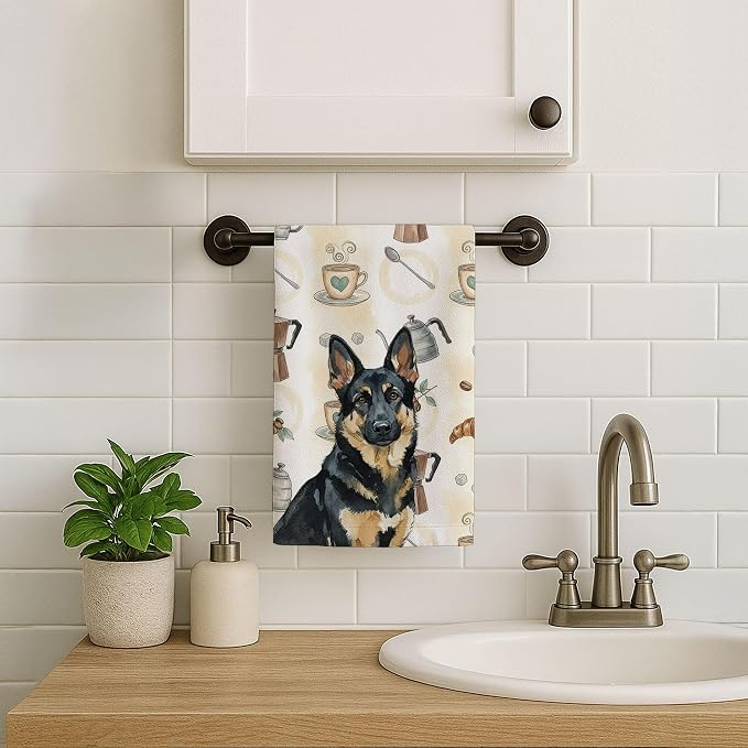 Caroline's Treasures Black and Tan German Shepherd Coffee Bar Kitchen Towel - Image 7