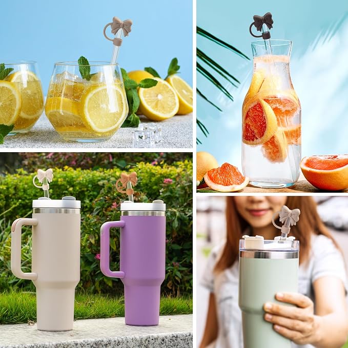 6PCS Bow Straw Toppers, Cute Straws Covers - Image 7