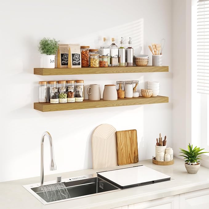 Fun Memories Floating Shelves for Wall, 48Inch Floating Shelves Set of 2 - Image 4
