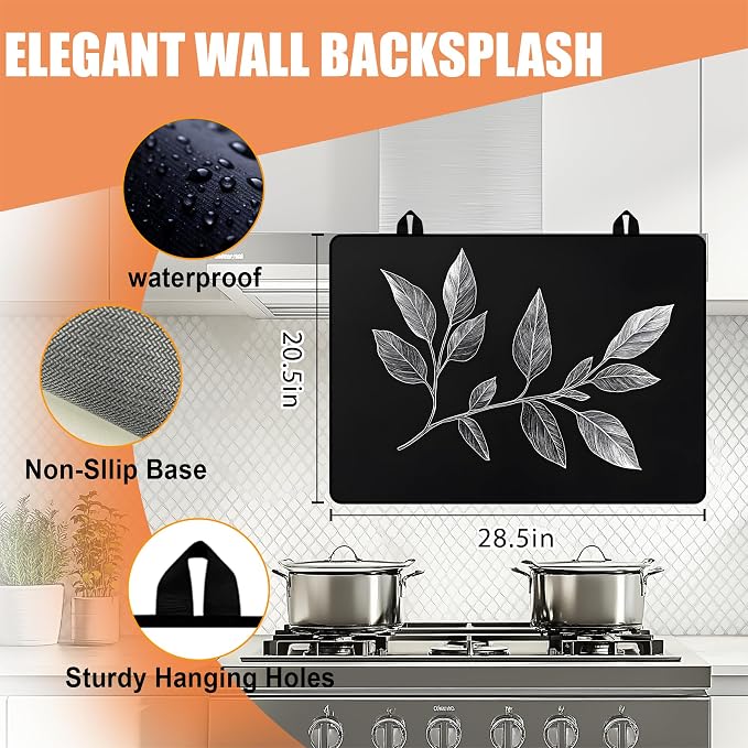 28"x20" Anti-Slip Electric Stove Top Cover Leaves Foldable Heat-Resistant Glass - Image 4