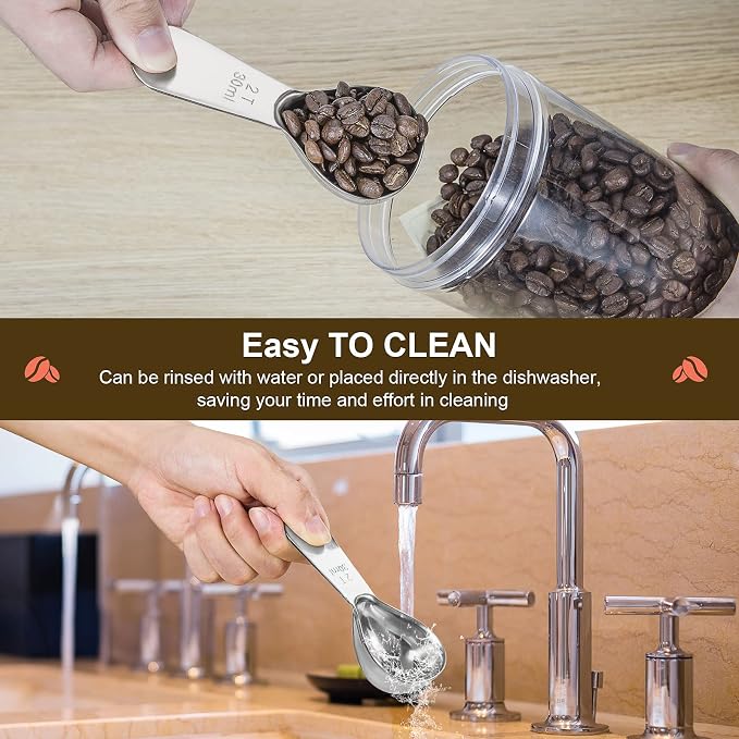 Safring Stainless steel coffee scoop 2-piece set durable Tablespoon, ergonomic - Image 6