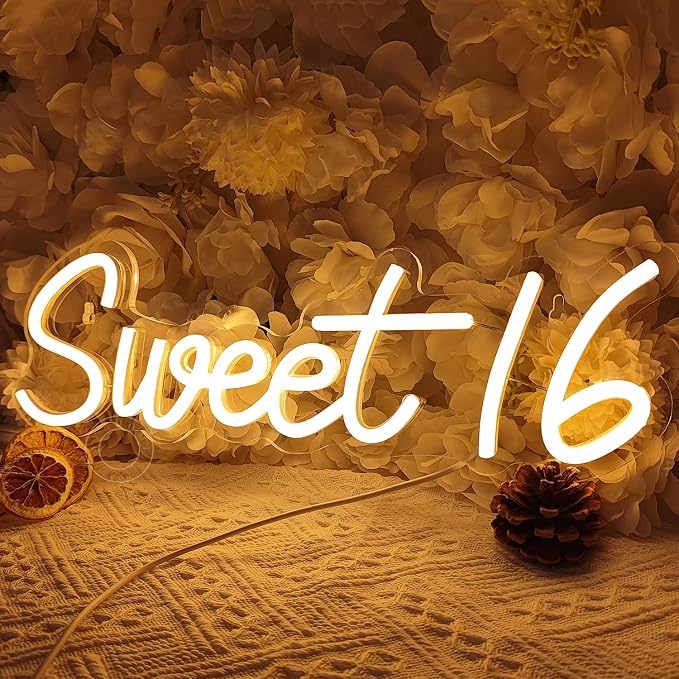 SYLHOME Sweet 16 LED Neon Light Sign Sweet Girls Adults Bedroom Happy 16th - Image 6