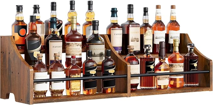 FAVOOSTY 5 Tier Countertop Liquor Bottle Display Shelf Organizer, Retro by FAVOOSTY