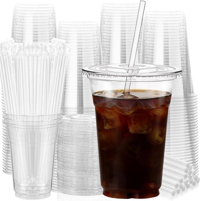 100 Pack 16 oz Clear Plastic Cups by NewCupNewLife-cundao