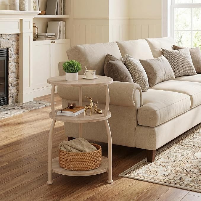 Round Side Table, 3-Tier End Table - Image 2