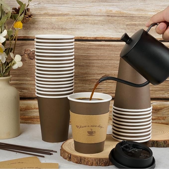 LITOPAK 100 Pack 12 oz Paper Coffee Cups - Image 3