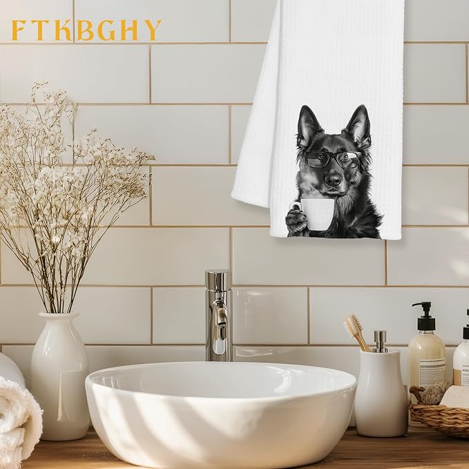 Funny German Shepherd Decor Coffee Kitchen Towels Gift, German Shepherd Dog - Image 2