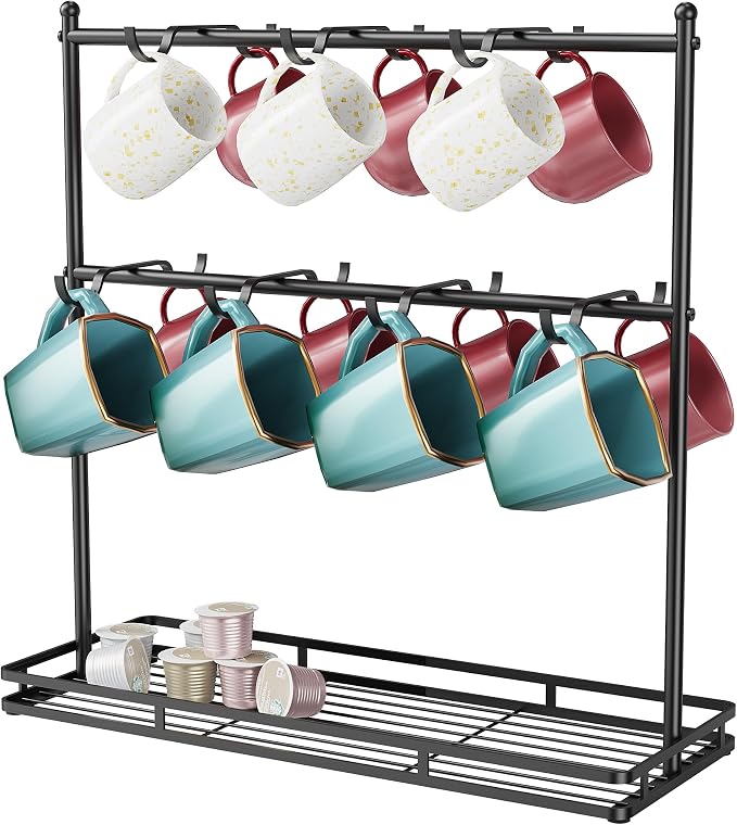 OROPY Coffee Mug Holder for Countertop, 14-Hook Mug Tree Rack for 14 Cups by OROPY