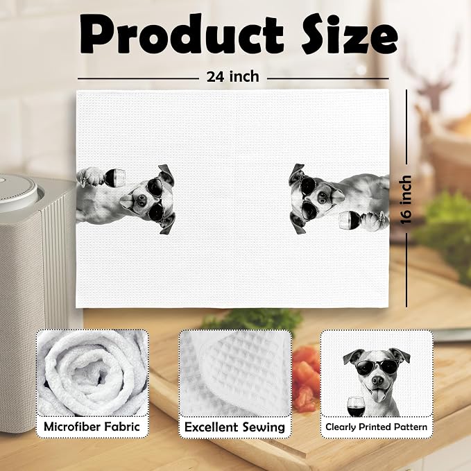 Funny Jack Russell Wine Bar Kitchen Dish Towels, Jack Russell Gifts - Image 6