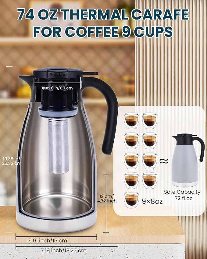 GiNT 74oz Large Thermal Coffee Carafe - Image 5