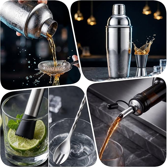 Cocktail Shaker Set Bartender Kit, Professional Bar Set, Martini Shaker - Image 3