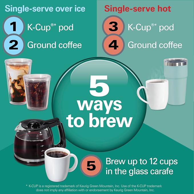 Hamilton Beach Flexbrew Advanced 5-in-1 Programmable 12 Cup Drip and Single - Image 2