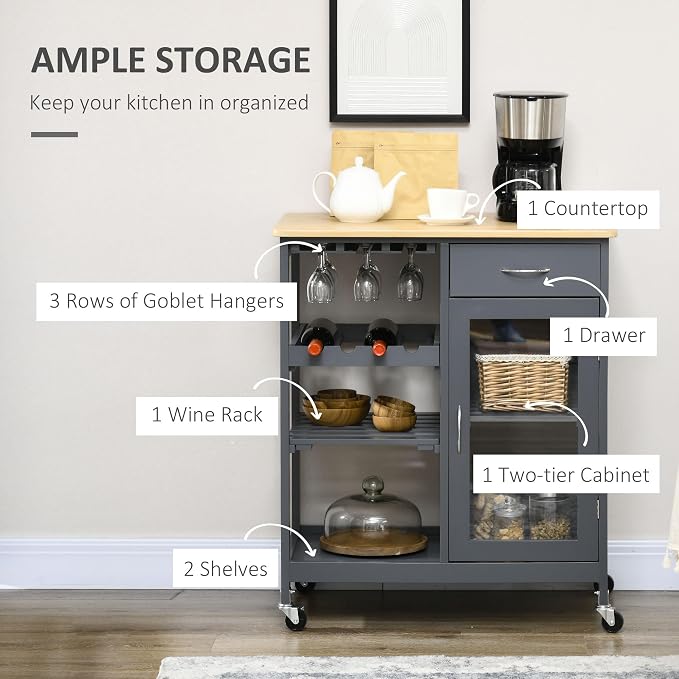Small Kitchen Island on Wheels - Image 5