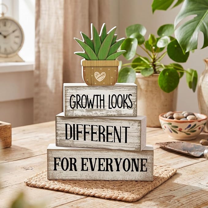 Lineshading 4 Pcs Inspirational Farmhouse Table Decor Growth Looks Different - Image 6