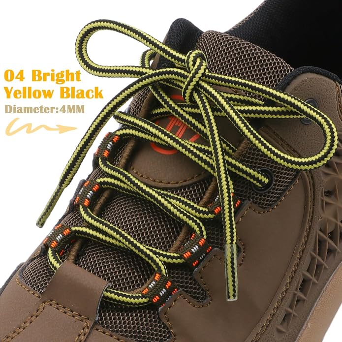 DELELE 2 Pair Round Boot Laces Outdoor Hiking Walking Shoelaces Dual Coloured - Image 2