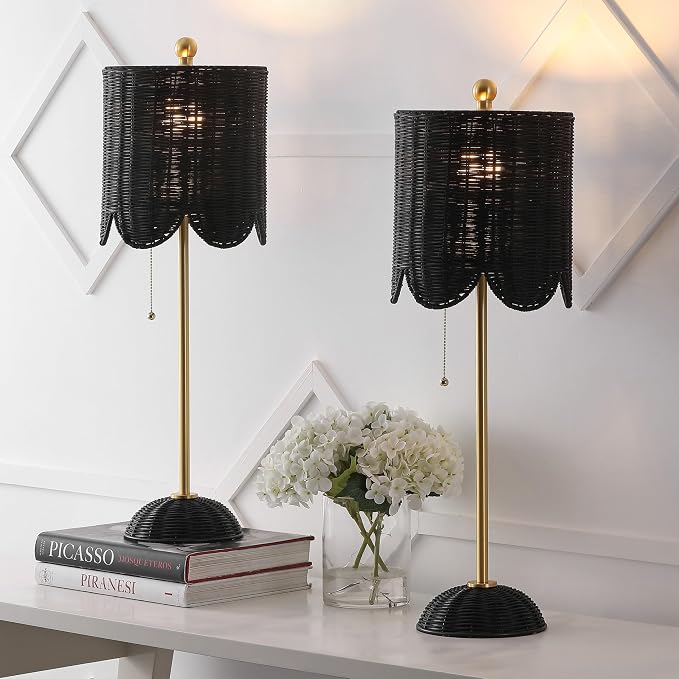 JONATHAN Y 27.5" Black/Brass Gold Coastal Buffet Table Lamp Set of 2 - Image 8