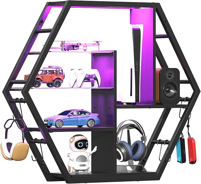 kepptory 39" Wide LED Gaming Floating Shelves, 5 Tier Wall Mounted Shelves - Image 9