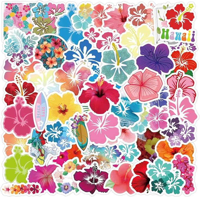 60pcs Aesthetic Hibiscus Stickers - Image 5