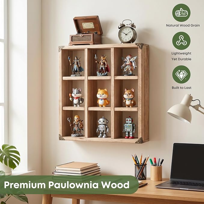 9 Slot Coffee Mug Display Rack - 17in Wall Mounted | Solid Wood - Image 5