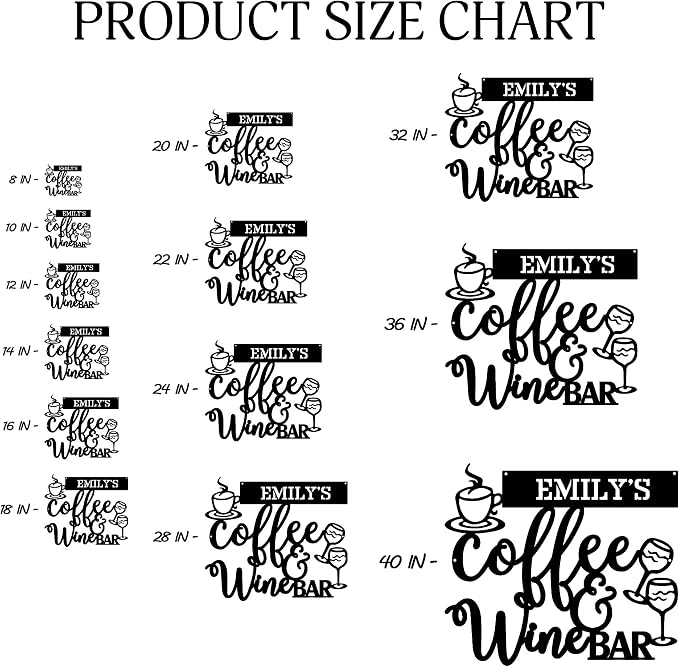 Personalized Coffee & Wine Bar Metal Wall Art, Art Deco Style, LED Lights - Image 6