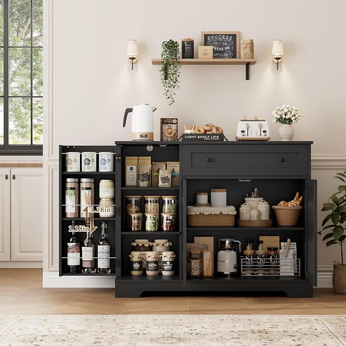 HOSTACK Buffet Cabinet with Storage, Modern Sideboard Buffet with Doors - Image 6