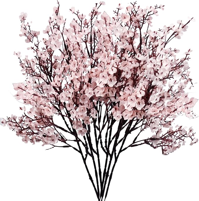 Mandy's 6 Bundles Artificial Light Pink Baby’s Breath Flowers | 18.5 Inch Silk by Mandys